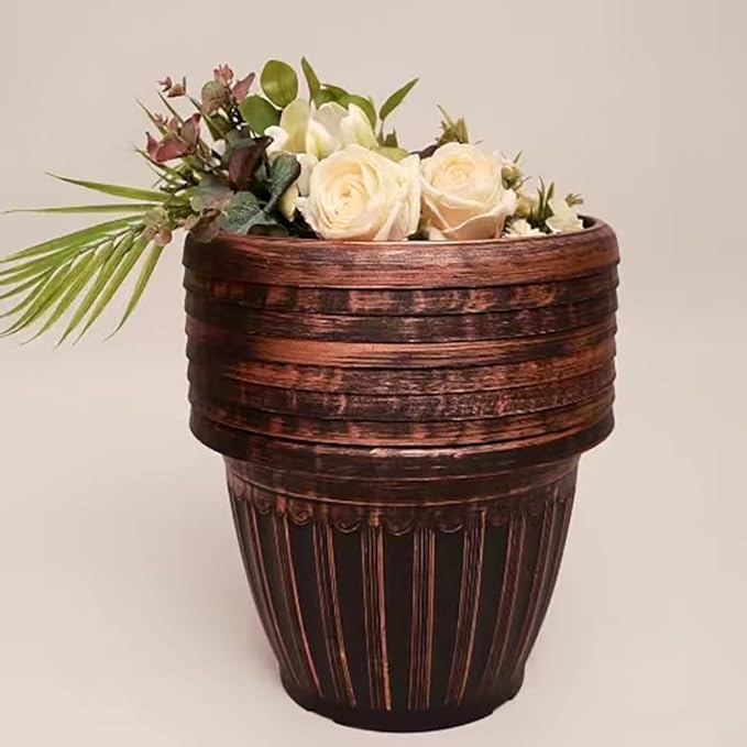 8 Pack 12 inch Large Plant Pots with Drainage Holes & Saucer,Plastic Flower Pots,Garden Pots for Indoor & Outdoor Plants