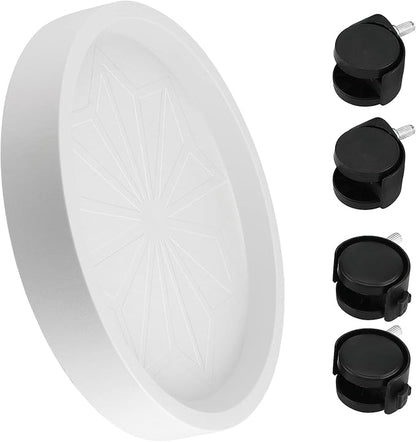 JOIKIT 4 Pack 13 Inch Round Plant Caddy with 4 Lockable Wheels, 132 Lbs Capacity Heavy Duty Rolling Plant Stand, Wheeled Planter Saucer Tray Trolley for 11.8 Inch Planter Pot Indoor Outdoor, White