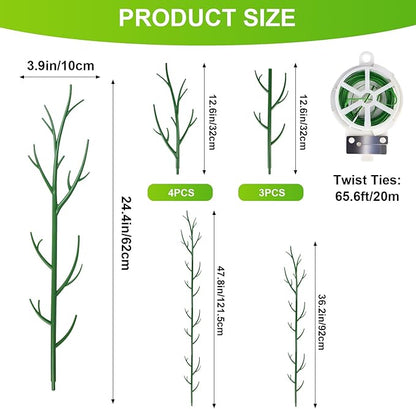 7 Pack Monstera Plant Support - 24.4" Plant Support Stakes for Indoor Plants Sticks Support Tall Indoor Plant Stakes with Twist Ties Stackable Plant Stem Support for Monstera Plants