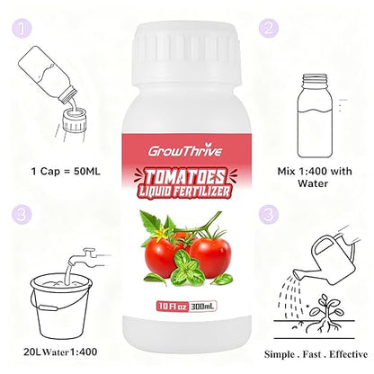 10oz Organic Tomato & Vegetable Liquid Plant Food, Garden Plant Fertilizer for All Types of Tomatoes, Peppers, Pumpkin, Zucchini, Broccoli, Other Vegetables