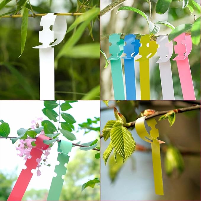 120 Pcs Plastic Plant Labels Wrap Around Hanging Tree Tags Waterproof Adjustable Nursery Garden Stakes Markers Reusable Flower Signs with Large Writing Surface Colorful Outdoor Plants Tags (6 Colors)