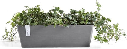 Ecopots Bruges Durable Modern Rectangular Indoor/Outdoor Recycled-Based Composite Flower Pot Planter, Grey, 17.75"