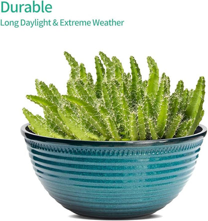 2 Pack 10 Inch Plant Pots,Durable Decorative Flower Pots Planters with Drainage Hole for Indoor and Outdoor Plants,Flowers,Succulents, Blue