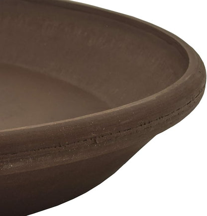 PSW Pot Collection AP35C 14-inch Plastic/Stone/Wood Composite Plant Saucer Drip Tray – No Drainage Hole (Drillable), Indoor/Outer Water Tray, Chocolate