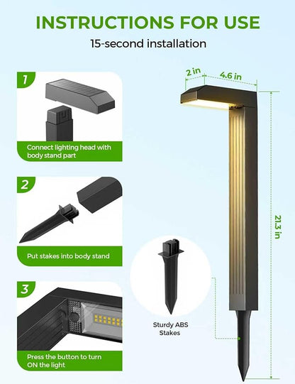 Solar Pathway Lights Outdoor 8 Pack, 3 Color in 1 Bright Landscape Lighting with Cool/Warm/Daylight White Modes, Auto On/Off, IP65 Waterproof for Yard Garden Patio Walkway Sidewalk Lawn Decor