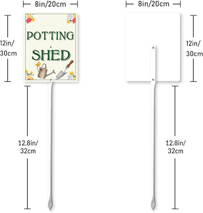 Garden Sign With Stake Potting Shed Aluminium Sign 8X12 Inch Wildflower Sign Flower Sign Funny Garden Décor Aluminium Sign Gardening Gifts And 12.8" Stake Kit