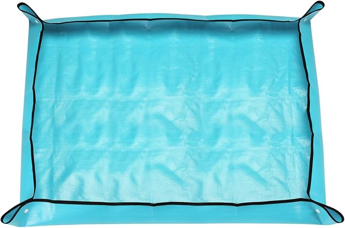 HARFINGTON Repotting Mat 31.5" x 39.4" PE Cloth Waterproof Plant Repotting Mat Foldable Portable Gardening Potting Tray with Plastic Buckle for Indoor Plant Change Soil Watering, Blue