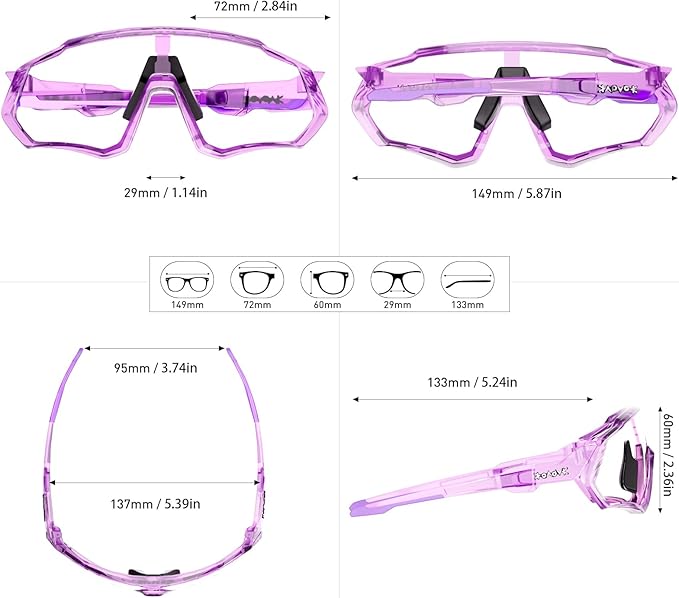 KAPVOE Photochromic Cycling Glasses Men Women Mountain Bike Sunglasses Clear MTB Bicycle Riding - K9408