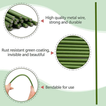 20Pcs Plant Stakes,Plant Sticks, Garden Bendable Single Stem Plant Support Stakes Tall for Indoor and Outdoor Plants,Potted Plants,Flowers,Orchid,Tomato-23.6 Inches Green