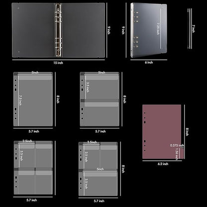Die Storage Book Binder Die and Stamp Storage Folder Page Protectors 1 Cover with 25 Sheets Pockets Set Organizer Collection Case Template Holder DIY Scrapbooking Storing
