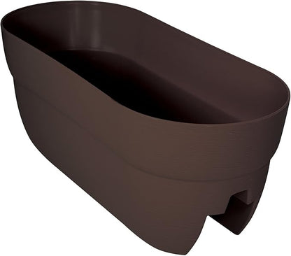 Emsco Group 2435-1 Bloomers Self-Watering 24" Weatherproof Resin 6" Railings – Brown Rain Planter Grow Box, Earth
