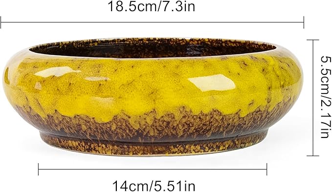 Lotus Bowl Planter - 7.3 Inch Large Lotus Flower Bowl for Water Plants, Ceramic Hydroponic Planter Water Lily Bowl for Planting Aquatic and Indoor Succulent Plants and Bonsai