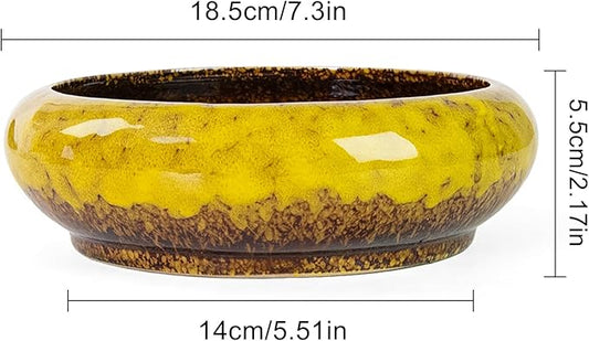 Lotus Bowl Planter - 7.3 Inch Large Lotus Flower Bowl for Water Plants, Ceramic Hydroponic Planter Water Lily Bowl for Planting Aquatic and Indoor Succulent Plants and Bonsai