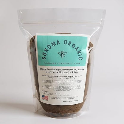 Black Soldier Fly Larvae Frass, Organi Plant Fertilizer, Made in Sonoma County, CA | NPK 4-3-4 (15 lbs)