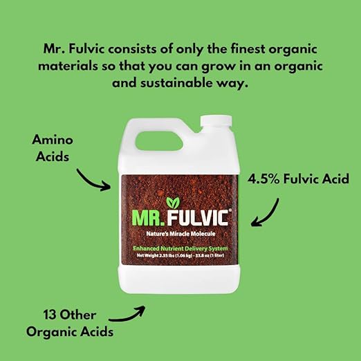 Mr. Fulvic Organic Fulvic Acid Plant Amendment, Natural Humic Soil and Hydroponic Nutrient Enhancer - Lawn and Garden Growth, Plant Health (1 Liter)