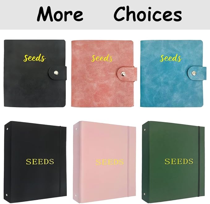 Seed Storage Organizer Binder,3 Ring Seed Packet Organizer with 100 Pockets(25 Pack Clear Sheet Protectors), Garden Seed Holder Book for Envelopes, Seed Keeper, Black