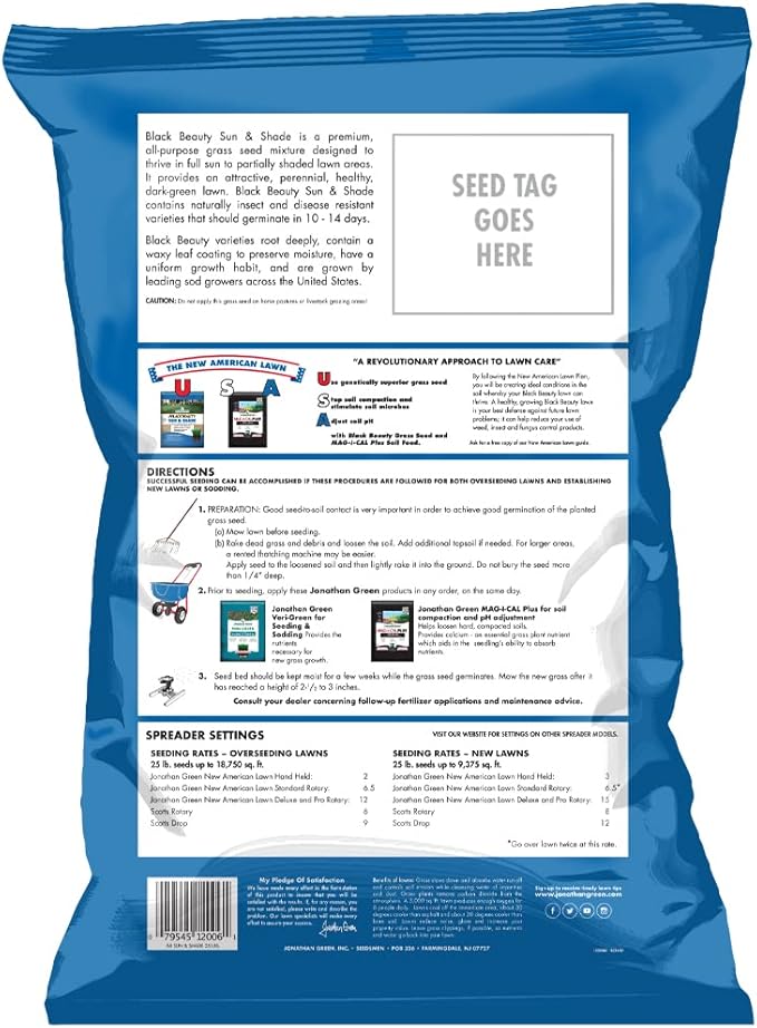 Jonathan Green (12006) Black Beauty Sun & Shade Grass Seed - Cool Season Lawn Seed (25 lb)