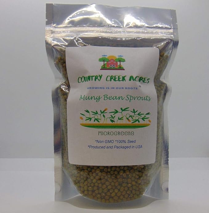 Mung Bean Sprouting Seed - 12 Oz - Country Creek Brand - Dried Mung Beans for Sprouts, Garden Planting, Chinese & Asian Cooking, Soup & More