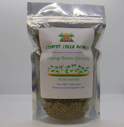 Mung Bean Sprouting Seed - 12 Oz - Country Creek Brand - Dried Mung Beans for Sprouts, Garden Planting, Chinese & Asian Cooking, Soup & More