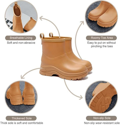 Women's Waterproof Chelsea Ankle Rain Boots, Slip-On Style, Outdoor Weather Protection