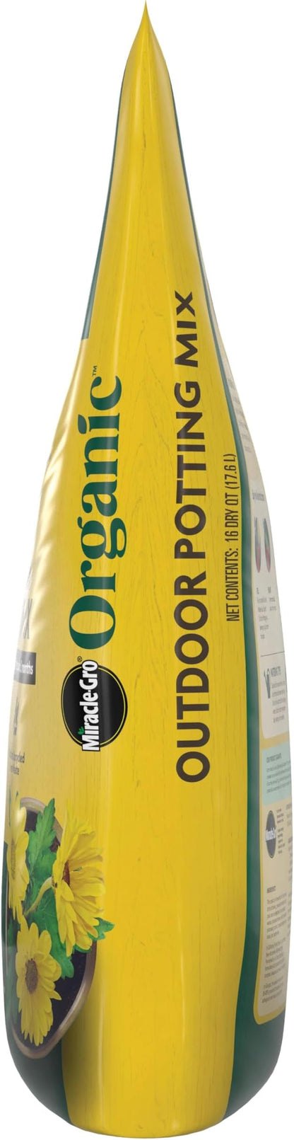Miracle-GRO Organic Outdoor Potting Mix, for Outdoor Container Plants, Contains Quick-Release Natural Fertilizer, OMRI Listed, 16 qt., 2-Pack