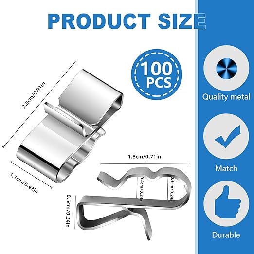 Altivox 100 Pcs 304 Stainless Steel U-Shape Wire Clips, 6mm-6.5mm, Double Wire Trailer Clips, Silver, Perfect for Wiring, Trailers, Boats, Offices
