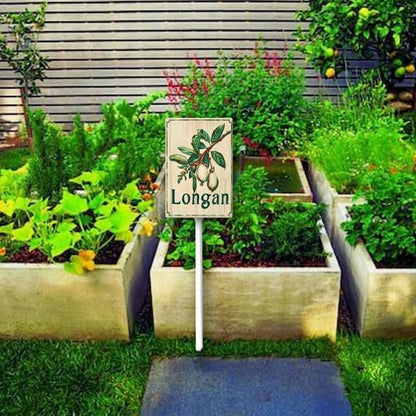 Uptell Vintage Aluminum Longan Fruit Signs Yard Sign with Stake for Garden Fruit Garden Label Stakes Plant Markers for Outdoor Plants Waterproof 7x8.8 inch