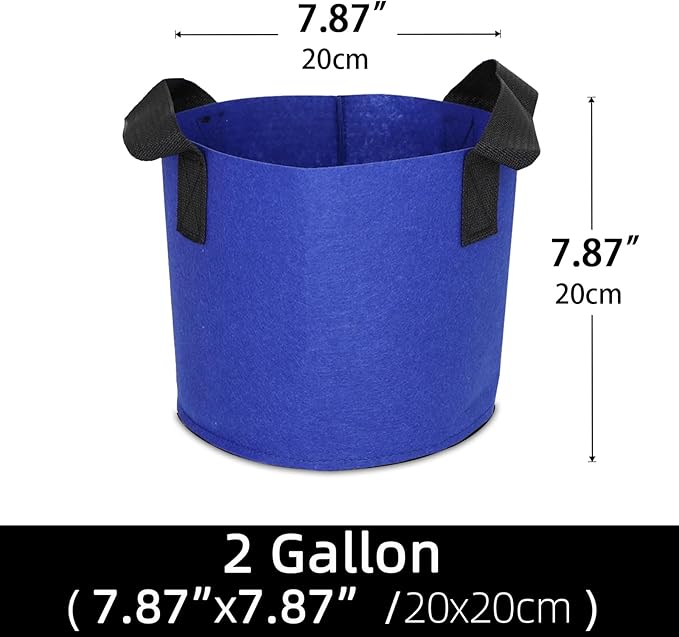 Grow Bags,Growing Pot Bags Garden Grow Bag Indoor Outdoor Fabric Aeration Plant Pot Container Flower Vegetable Pouch (Dark Blue,2 Gallon)