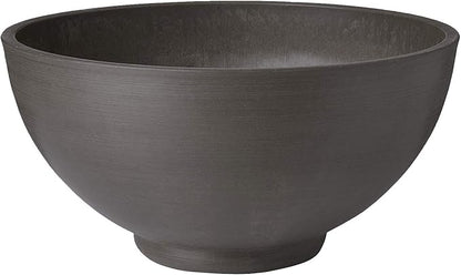 PSW Pot Collection 15x8 inch Plastic/Stone/Wood Composite Square Planter – No Drainage Hole (Drillable), Simplicity Bowl, Dark Charcoal