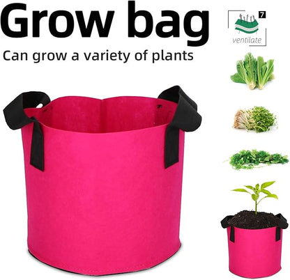 Grow Bags,Growing Pot Bags Garden Grow Bag Indoor Outdoor Fabric Aeration Plant Pot Container Flower Vegetable Pouch (Rose Red,7 Gallon)