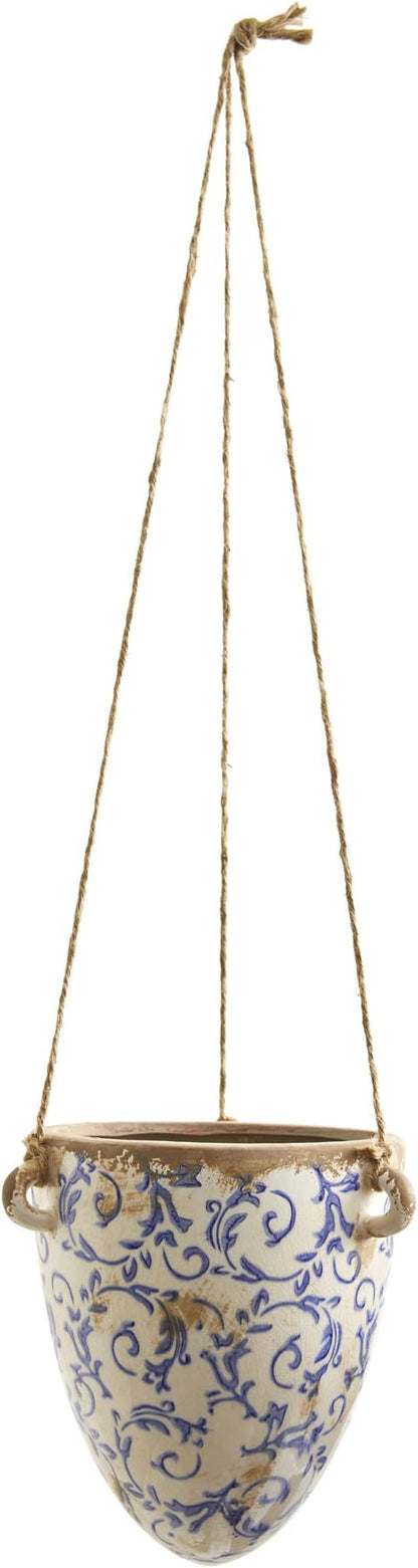 Nearly Natural 2ft. Tuscan Hanging Ceramic Scroll Planter