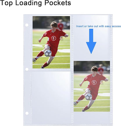 20 Pack 160 Pockets 2.5x3.5 Trading Card Sleeves,A5 Binder 4 Pocket Card Sleeves,Double-Sided 4 Pocket 6.1x7.6 Page Protector,Ultra-Clear Game Card Sheets for A5 Mini 3 Ring Binder