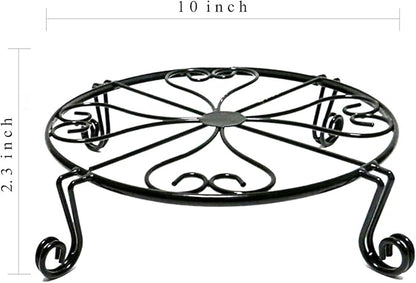 2 pack 10" 12" Rustproof Black Metal Plant Stands Heavy Duty Plants Holder Outdoor Indoor, Round Wrought Iron Sturdy Flower Planter Pot Stand, Corner Gardening Inside Potted Plant Risers - 10Inches