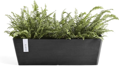 Ecopots Bruges Durable Modern Rectangular Indoor/Outdoor Recycled-Based Composite Flower Pot Planter, Dark Grey, 21.5"
