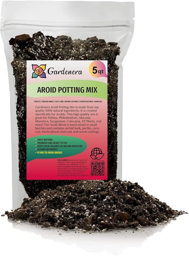 Gardenera Premium Aroid Potting Mix - 5 Quart - Soil Free Blend for Aroids - Growing Medium for House Plant