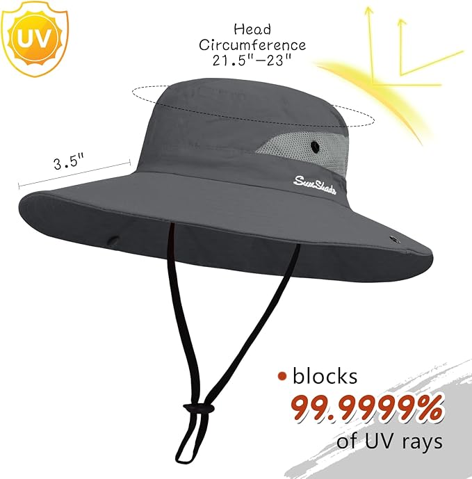 ZOORON Women's Ponytail Safari Sun Hat,Wide Brim UV Protection Outdoor Bucket Hat,Foldable Beach Summer Fishing Hat