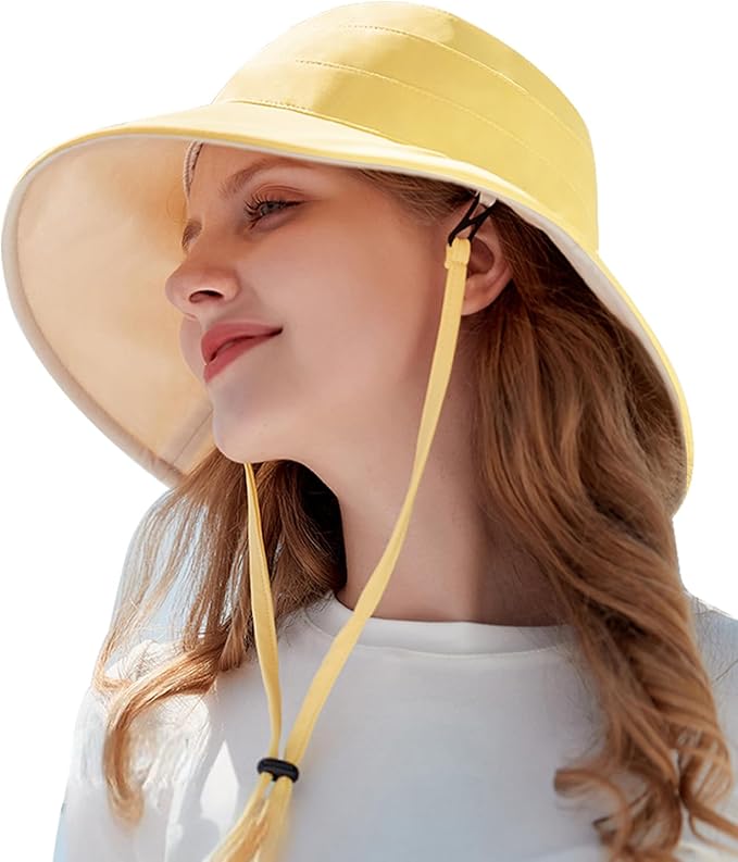 Peicees Wide Brim Sun Hats for Women Reversible Bucket Hat UV Sun Protection Hat UPF 50+ for Beach Travel Hiking Gardening