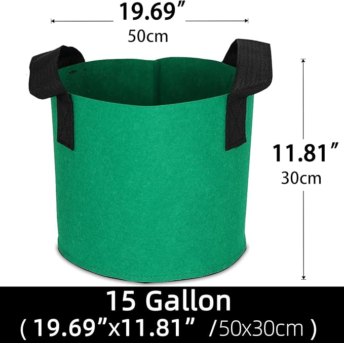 Grow Bags,Growing Pot Bags Garden Grow Bag Indoor Outdoor Fabric Aeration Plant Pot Container Flower Vegetable Pouch (Dark Green,15Gallon)