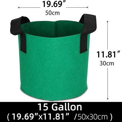 Grow Bags,Growing Pot Bags Garden Grow Bag Indoor Outdoor Fabric Aeration Plant Pot Container Flower Vegetable Pouch (Dark Green,15Gallon)