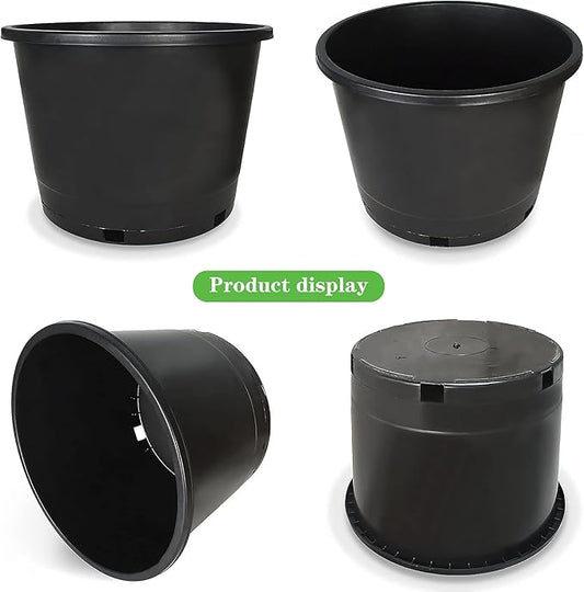 10 Pack Planter Nursery Pots 10 Gallon Pot for Plants, 16 inch Plastic Flower Pots, Round Black Grower Pot with Drainage Hole for Indoor and Outdoor Plants