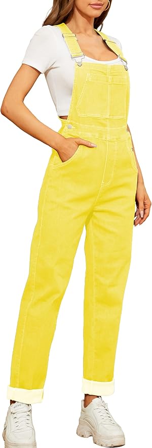 Bib Overalls for Women Fashion Jean Jumpsuit Adjustable Strap Coveralls