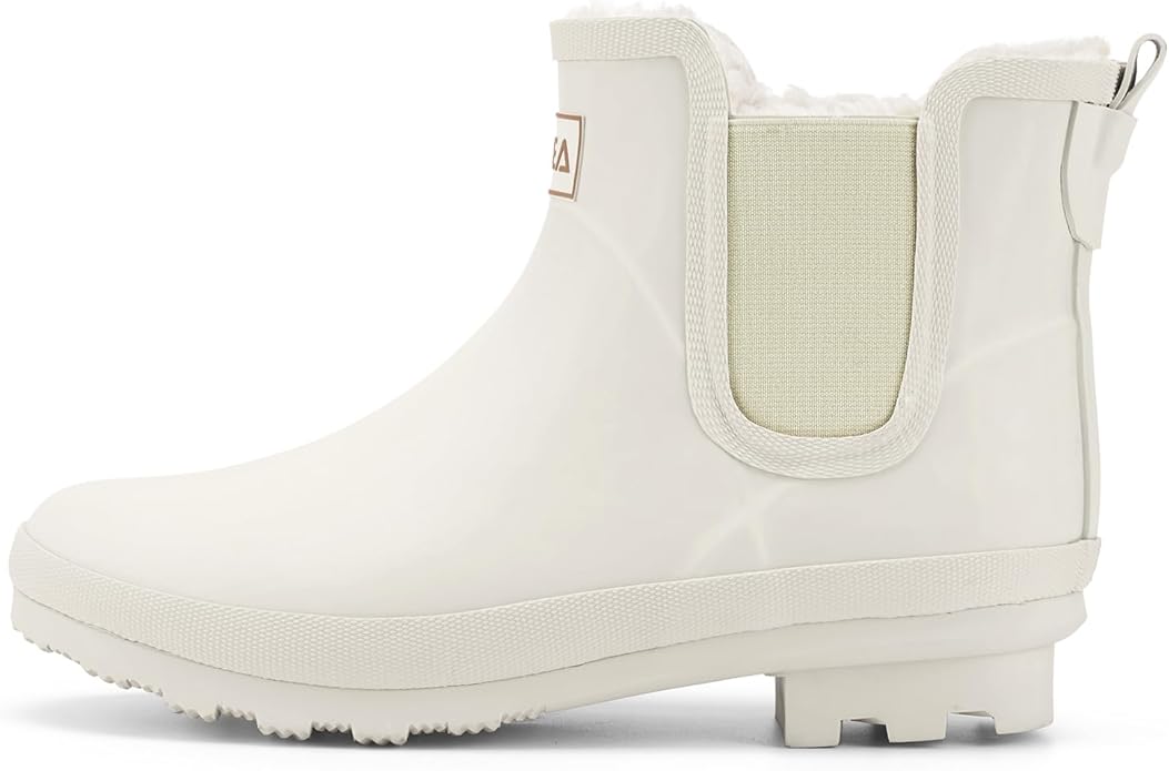 HISEA Women's Plush Rain Boots Waterproof, Chelsea Rubber Booties Women, Ladies Ankle Snow Boots for Winter Spring Garden Outdoor