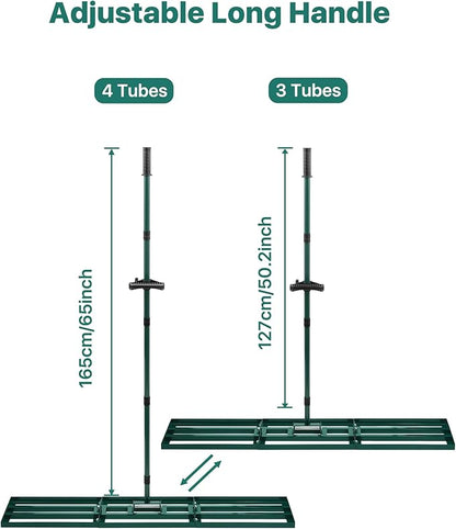 Lawn Leveling Rake 45x10'', Yard Leveling Rake for Soil with Adjustable Handle, Stainless Steel Lawn Leveler Tool for Garden, Backyard, Farm, Golf Course