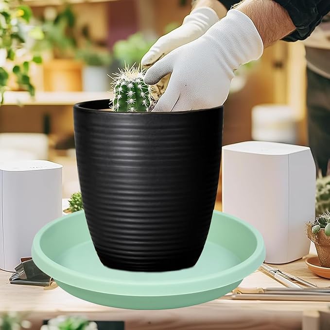 Plastic Plant Saucer 10 Inch Round Pack of 5 Plant Saucers Thickened Reusable Drip Trays for Flower Pots