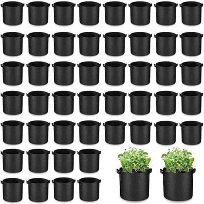 50 Pack 10 Gallon Grow Bags Bulk, Heavy Duty Thickened Fabric Pots Nonwoven Plant Bags with Handles, Breathable Plant Growing Containers Bags for Nursery Garden Fruit Vegetable Flower