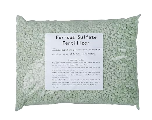 Ferrous Sulfate Fertilizer for Plants, Ferrous Sulfate Heptahydrate Granules 20% Iron (Fe) - Plant Food to Help Greener Grass, Lawn, shrubs, Trees and Gardens (6 pounds)