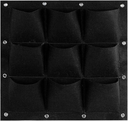 Plant Pocket, 9 Pocket Vertical Greening Hanging Wall Garden Grow Plant Bags Planter, Great for Growing Herbs, Flowers and Vegetables at Window(Black)