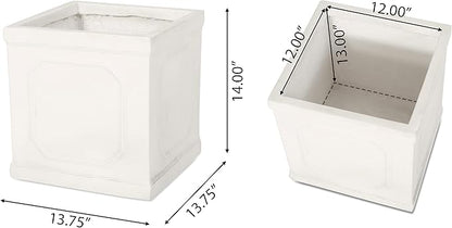 Burgos Outdoor Medium Planter - Cast Stone - Antique White
