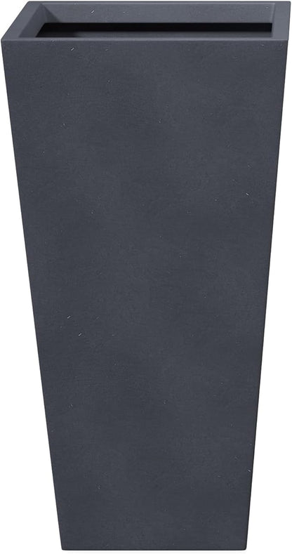 Kante 24.4" H Concrete Tall Tapered Planter, Large Outdoor Indoor Garden Plant Pot with Drainage Hole and Rubber Plug Home and Patio, Dark Gray