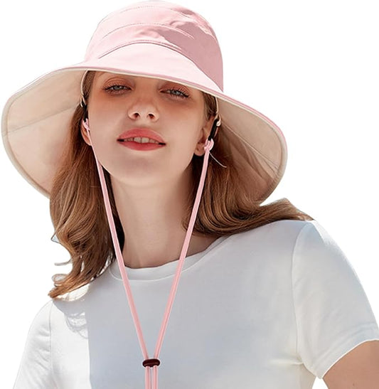 Peicees Wide Brim Sun Hats for Women Reversible Bucket Hat UV Sun Protection Hat UPF 50+ for Beach Travel Hiking Gardening